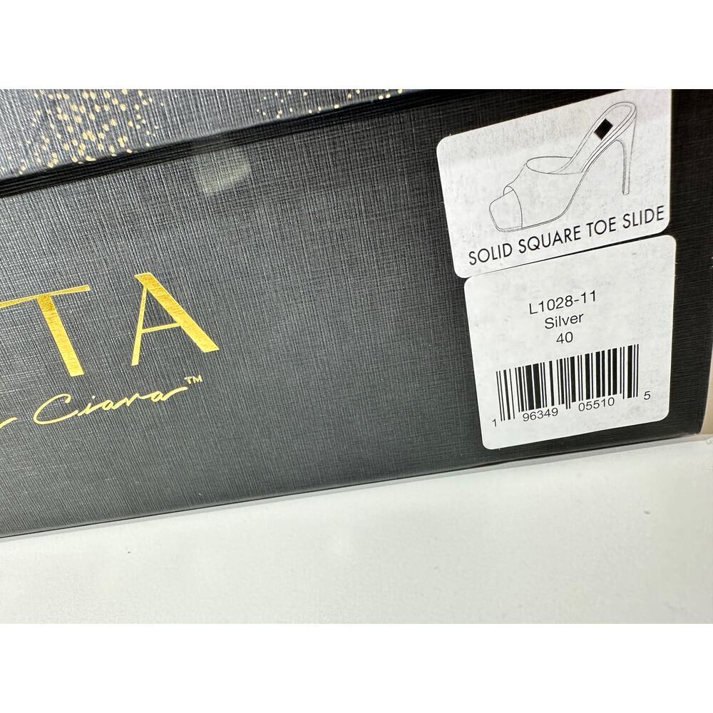 LITA by CIARA Solid Square Toe Leather Slide Heel in Silver Sz 40EU / 9US - Picture 8 of 9